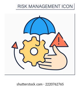 Risiko Transfer Farbe Symbol. Potenzieller Verlust wurde auf Dritte übertragen. übernimmt die Verantwortung für die Minderung spezifischer Verluste, die auftreten können. Geschäftskonzept. Einzelne Vektorgrafik