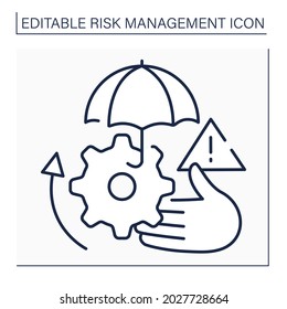 Risk transfer line icon. Potential loss shifted to third party. Takes responsibility for mitigating specific losses that may occur. Business concept. Isolated vector illustration. Editable stroke