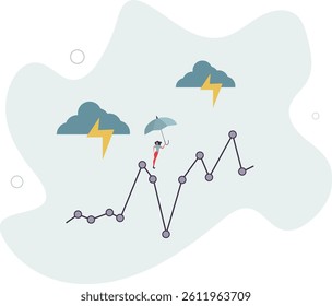 Risk and uncertainty, investment volatility or stock market and crypto currency fluctuation up and down, all weather strategy concept.flat character life .