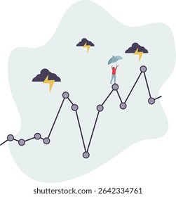 Risk and uncertainty, investment volatility or stock market and crypto currency fluctuation up and down, all weather strategy concept. character life .