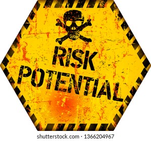 Risk Warning Sign, Danger Sign, Worn And Grungy, Vector Illustration