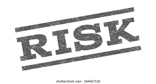 Risk watermark stamp. Text caption between parallel lines with grunge design style. Rubber seal stamp with unclean texture. Vector grey color ink imprint on a white background.
