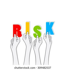 risk word hold in hand concept design vector