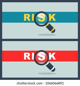 risk word with magnifier concept