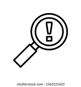 Risk Word Magnifying Glass icon in line art style on white background, Risk Managment icon, Vector illustration