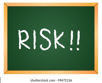 "risk" word written on chalkboard