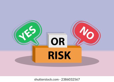 Riesgo si o no cubo. usarnos para ideas positivas ideas empresariales o de fondo de la ilustración del vector del concepto del tema. marketing y publicidad. С concepto 