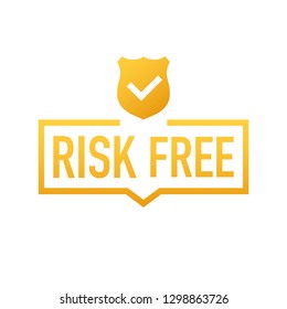 Risk-free guarantee label on white background. Vector stock illustration.