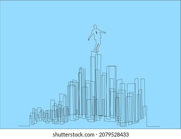 Risks and dangerous processes taken by business people in business life. businessman trying to balance