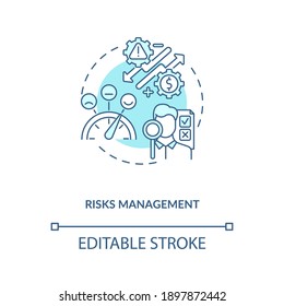 Risks management concept icon. Asset management benefit idea thin line illustration. Minimizing losses and maximizing opportunities. Vector isolated outline RGB color drawing. Editable stroke