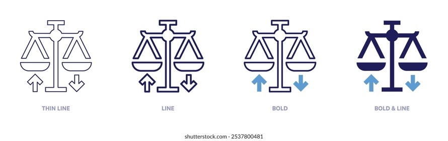 Risks management icon in 4 different styles. Thin Line, Line, Bold, and Bold Line. Duotone style. Editable stroke.