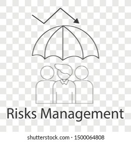 Risks management icon on transparency background . Line vector illustration for website. 