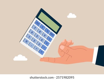 Risky situation or economic recession, crisis or bankruptcy. Interest, financial and mortgage rates. Budget management concept. Financial calculation of money. Tax time. Flat vector illustration