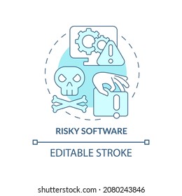 Risky software blue concept icon. Online piracy disadvantage abstract idea thin line illustration. Potential dangerous malware. Vector isolated outline color drawing. Editable stroke