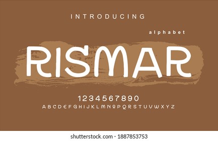 Rismar font. Minimal modern alphabet fonts. Typography minimalist urban digital fashion future creative logo font. vector illustration