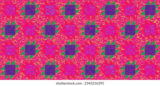 Riso graph style geometric seamless pattern. Vector Modern background for design and card, covers, package, wrapping paper. 