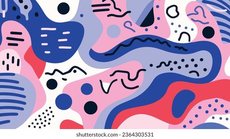risografo Resumen de arte de doodle de color moderno fondo 02