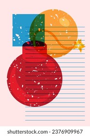 Risograph bomb with geometric shapes. Object in trendy riso graph design. Geometry elements abstract print texture style.
