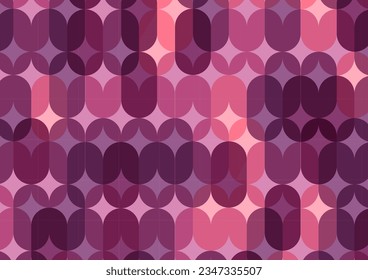 Risograph colorful curve smooth pattern pink soft diamond background. vector illustration.