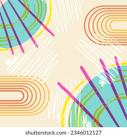 Risograph design. Geometric and abstract objects with riso print effect. Vector.