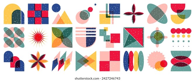 Risograph elements for posters, cards, desigh etc on the white background