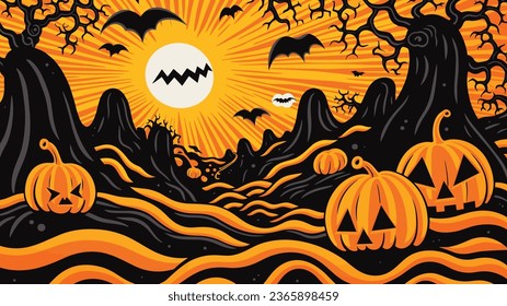 risograph halloween vector illustration background