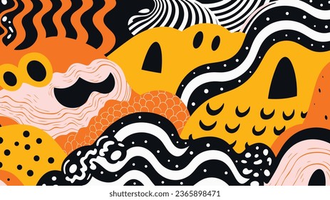 risograph halloween vector illustration background 08