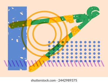 Cortador de cable grande de servicio pesado Risograph, cortador viejo para barras de alambre o acero con formas geométricas. Objetos en textura de impresión de gráfico de riso de moda.