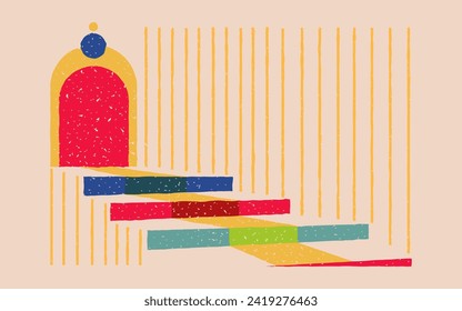 Risograph illustration, mid-1900s and feature background