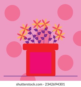 risograph inspired flower pot on abstract background