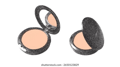 Risógrafo impressão com efeito de fotocópia com pó compacto retro em estética vintage