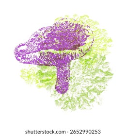 Risograph Print com efeito de fotocópia com um cogumelo e líquenes em um Vintage Botânica estética