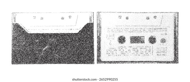 Impressão de Risógrafo com Efeito de Fotocopiadora Com Fita Retro Cassetes de Áudio