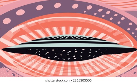 risograph ufo modern coloured doodle arts background 02