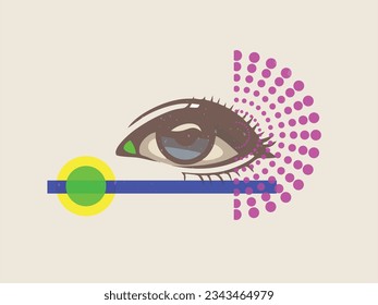 Risograph Vector Design - Captivating eye illustration with abstract background. Add an artistic touch to your projects with this unique artwork.