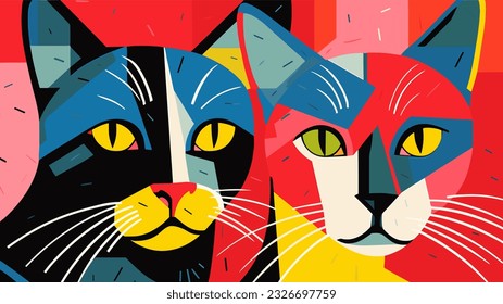 risograph vintage cat vector illustration 3
