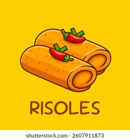 Risoles Food Cartoon Vector Icon Illustration. Food Object Icon Concept Isolated Premium Vector. Flat Cartoon Style