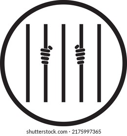 Risoner Hands Behind Bars Simple Icon On Round Background.eps
