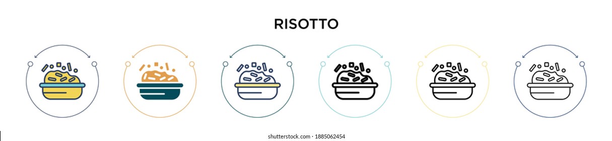 Risotto icon in filled, thin line, outline and stroke style. Vector illustration of two colored and black risotto vector icons designs can be used for mobile, ui, web
