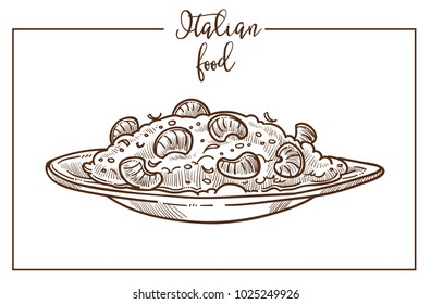 Dibujo de Risotto icono vectorial para el diseño de menú de cocina italiana