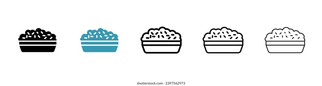 Conjunto de ilustraciones de vector Risotto. Símbolo de ensalada en color negro.