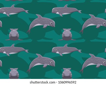 Risso's Dolphin Cartoon Background Seamless Wallpaper