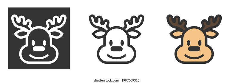 ristmas deer outline vector icon isolated on white background. christmas deer flat icon for web, mobile and user interface design. winter holidays concept