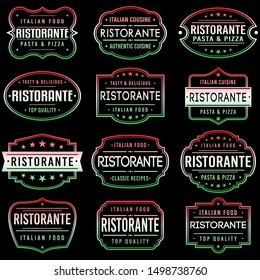 Ristorante Italian Premium Quality Stamp. Restaurant Frames. Grunge Design. Icon Art Vector. Old Style Frames.
