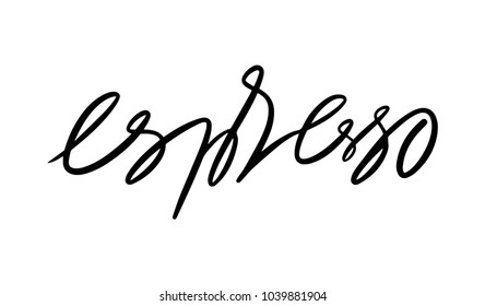 Ristretto coffee. Types of coffee. Handwritten lettering design elements. Template and concept for cafe, menu, coffee house, shop advertising, coffee shop. Vector calligrafy illustration.
