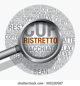 Ristretto coffee word cloud concept, vector design template