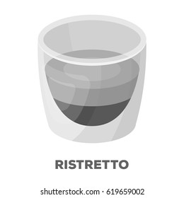 Ristretto glass.Different types of coffee single icon in monochrome style vector symbol stock illustration web.