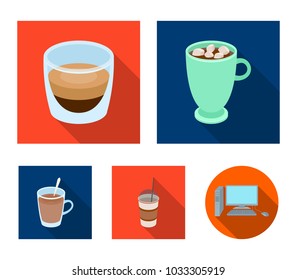 Ristretto, hot chocolate, latte take-away.Different types of coffee set collection icons in flat style vector symbol stock illustration web.