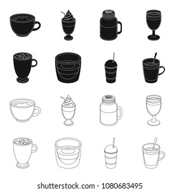 Ristretto, hot chocolate, latte take-away.Different types of coffee set collection icons in black,outline style vector symbol stock illustration web.