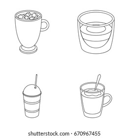 Ristretto, hot chocolate, latte take-away.Different types of coffee set collection icons in outline style vector symbol stock illustration web.